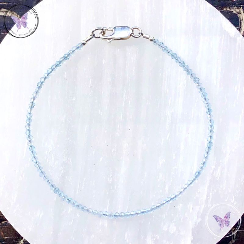 Sky Blue Topaz Micro Faceted Beaded Bracelet Silver